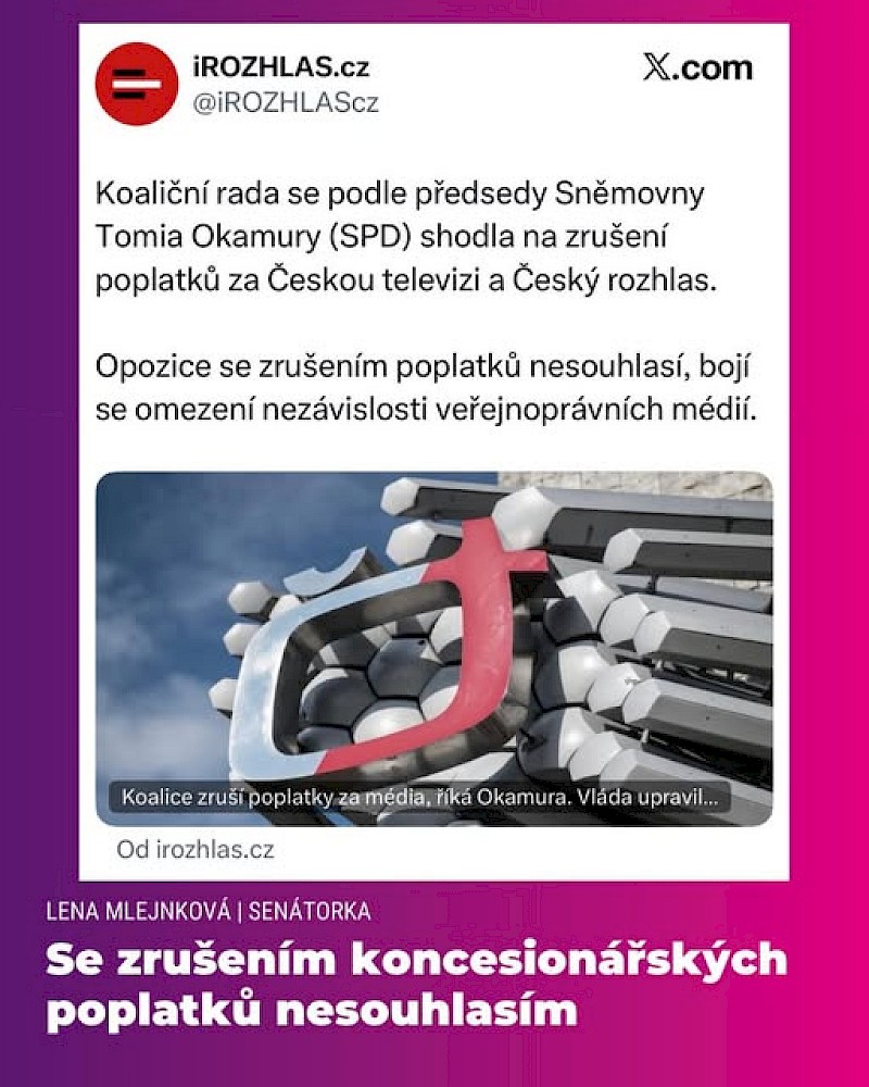 image Nesouhlasím se zrušením koncesionářských poplatků