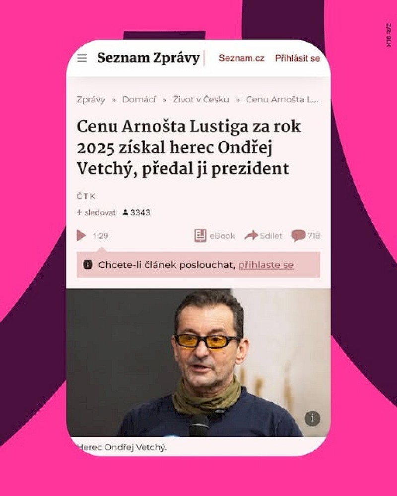 image Cena Arnošta Lustiga pro Ondřeje Vetchého